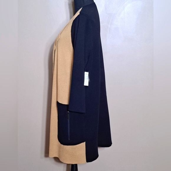 Jones Studio Separates Camel & Black Knit Cardigan Duster Sweater 1X NWT - Picture 2 of 13